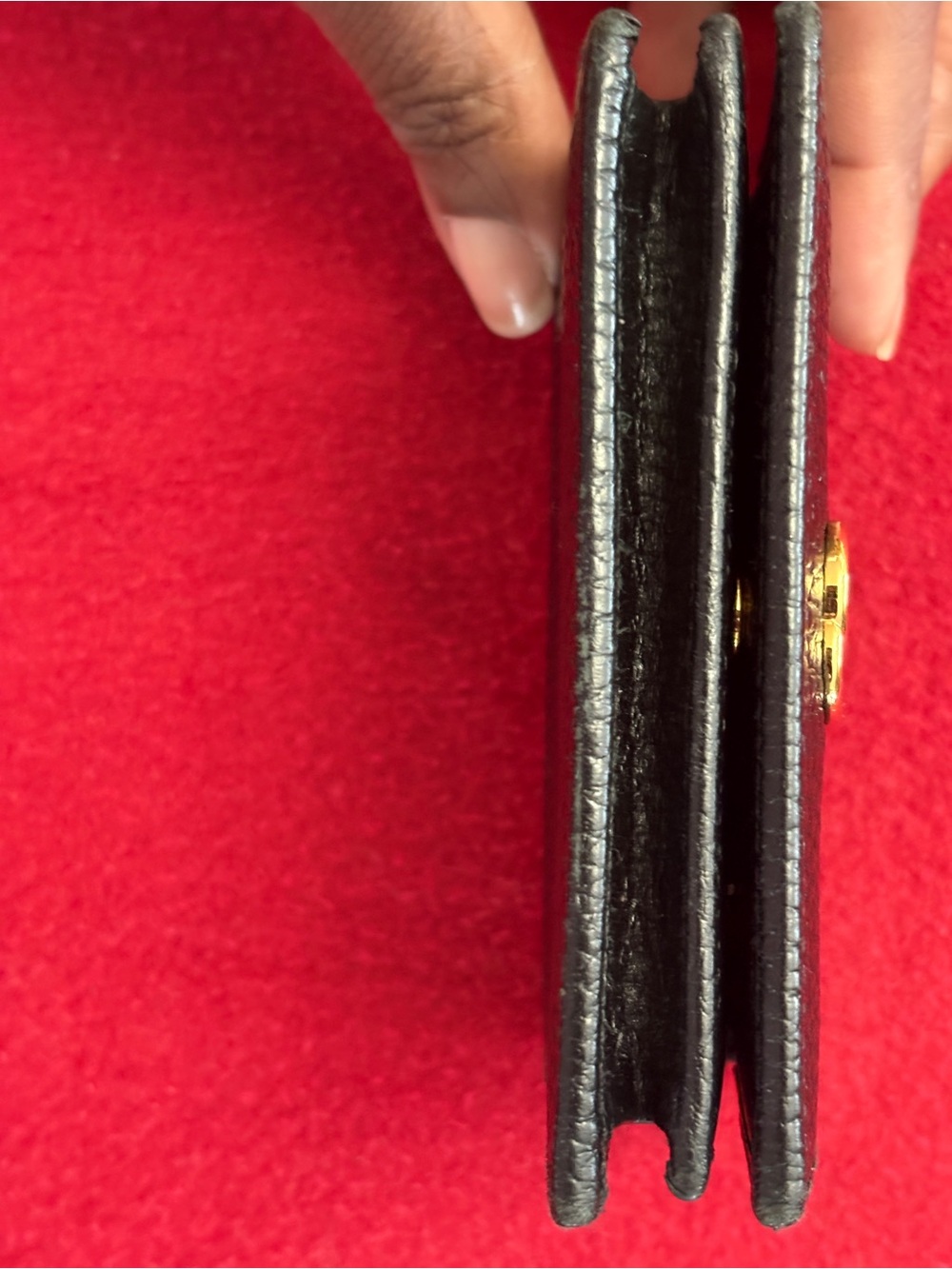 Gucci Black Pebbled Leather Small Bi-Fold Wallet with Gold Double G - Picture 5 of 14